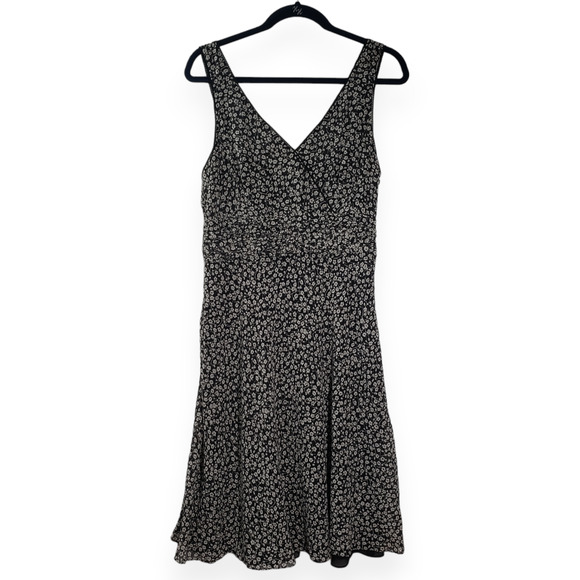 Vintage Dresses & Skirts - Ann Taylor Silk Dress Vintage 90s Y2k Womens 12 Floral Ditsy Sleeveless Black